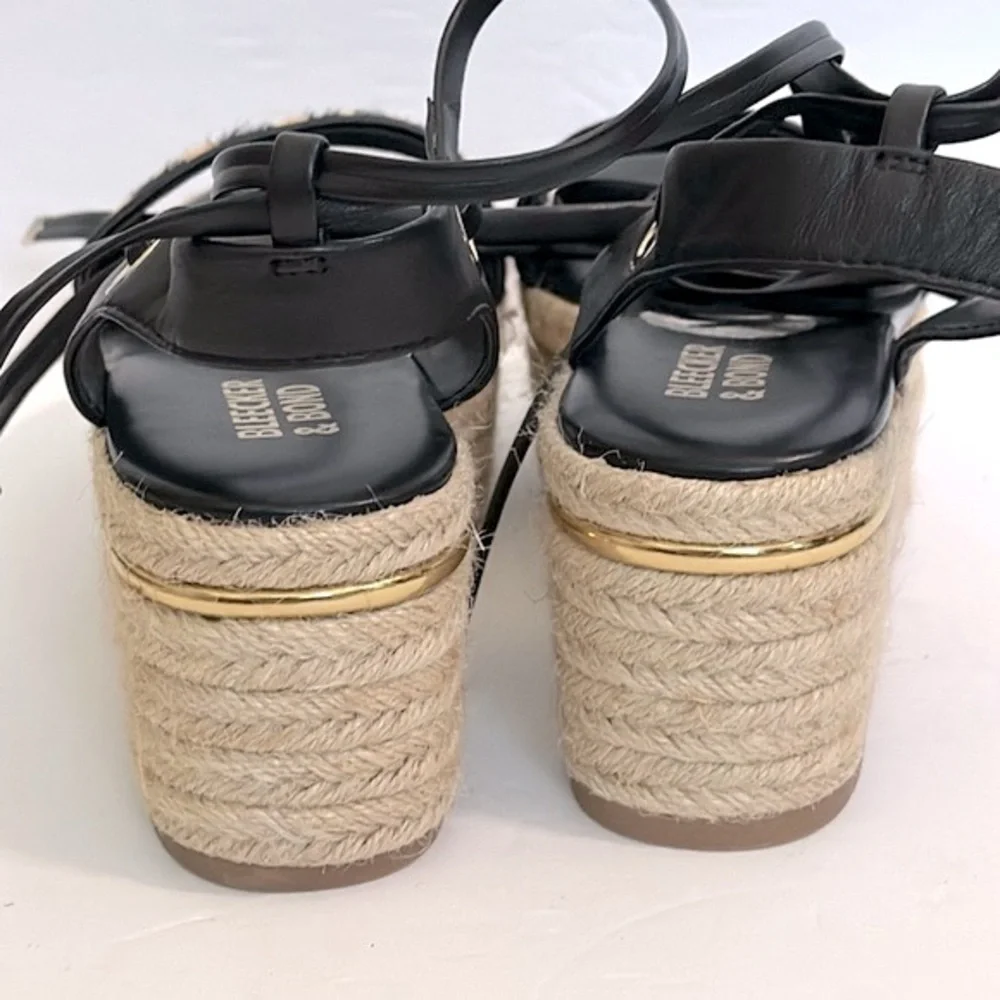 Bleecker & Bond Odette Tiger Calf Hair Espadrille Wedge Sandals 6 New